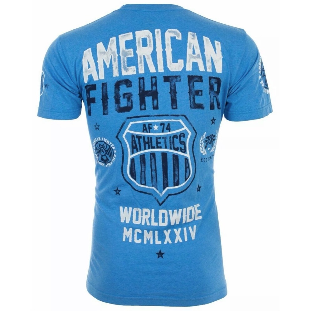 AMERICAN FIGHTER North Carolina Blue Athletic Fit Men Crewneck T-shirt L-3XL NWT - Picture 3 of 10